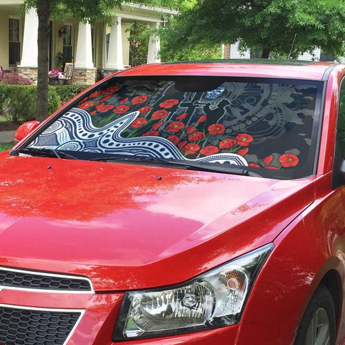 Geelong Cats ANZAC Day Auto Sun Shade Indigenous Dot Art with Poppy Flower Tribute