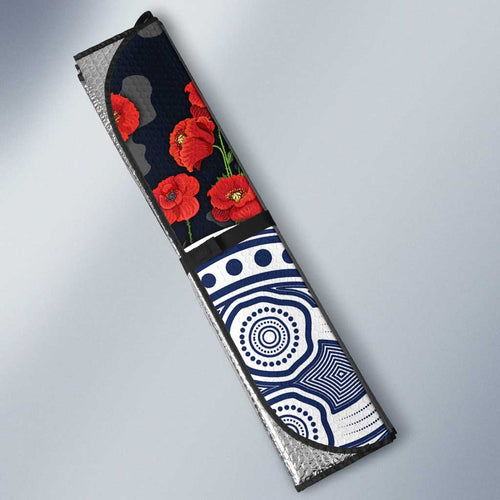 Geelong Cats ANZAC Day Auto Sun Shade Indigenous Dot Art with Poppy Flower Tribute