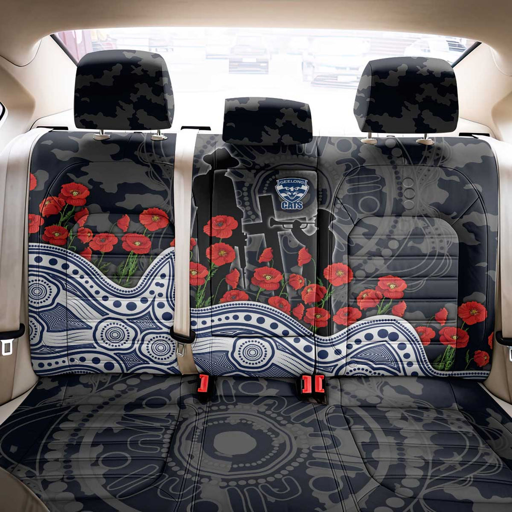 Geelong Cats ANZAC Day Back Car Seat Cover Indigenous Dot Art with Poppy Flower Tribute