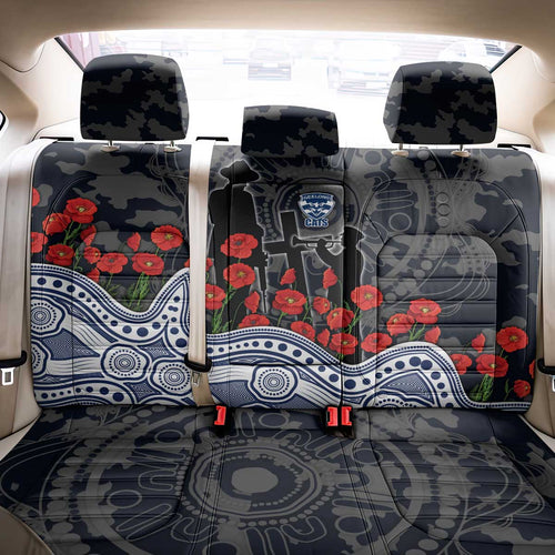 Geelong Cats ANZAC Day Back Car Seat Cover Indigenous Dot Art with Poppy Flower Tribute
