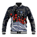 Geelong Cats ANZAC Day Baseball Jacket Indigenous Dot Art with Poppy Flower Tribute