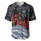 Geelong Cats ANZAC Day Baseball Jersey Indigenous Dot Art with Poppy Flower Tribute