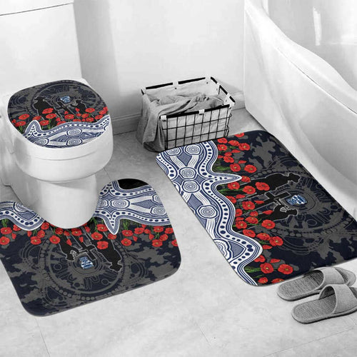 Geelong Cats ANZAC Day Bathroom Set Indigenous Dot Art with Poppy Flower Tribute