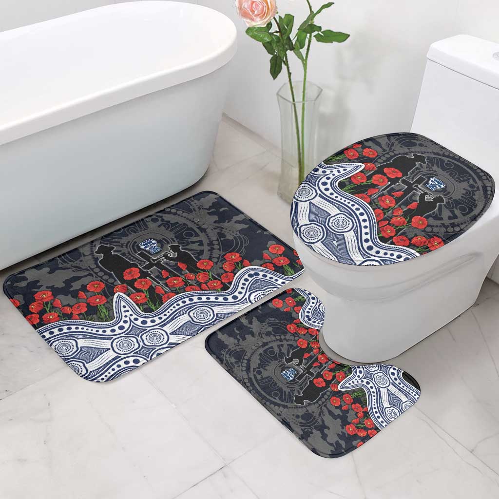 Geelong Cats ANZAC Day Bathroom Set Indigenous Dot Art with Poppy Flower Tribute