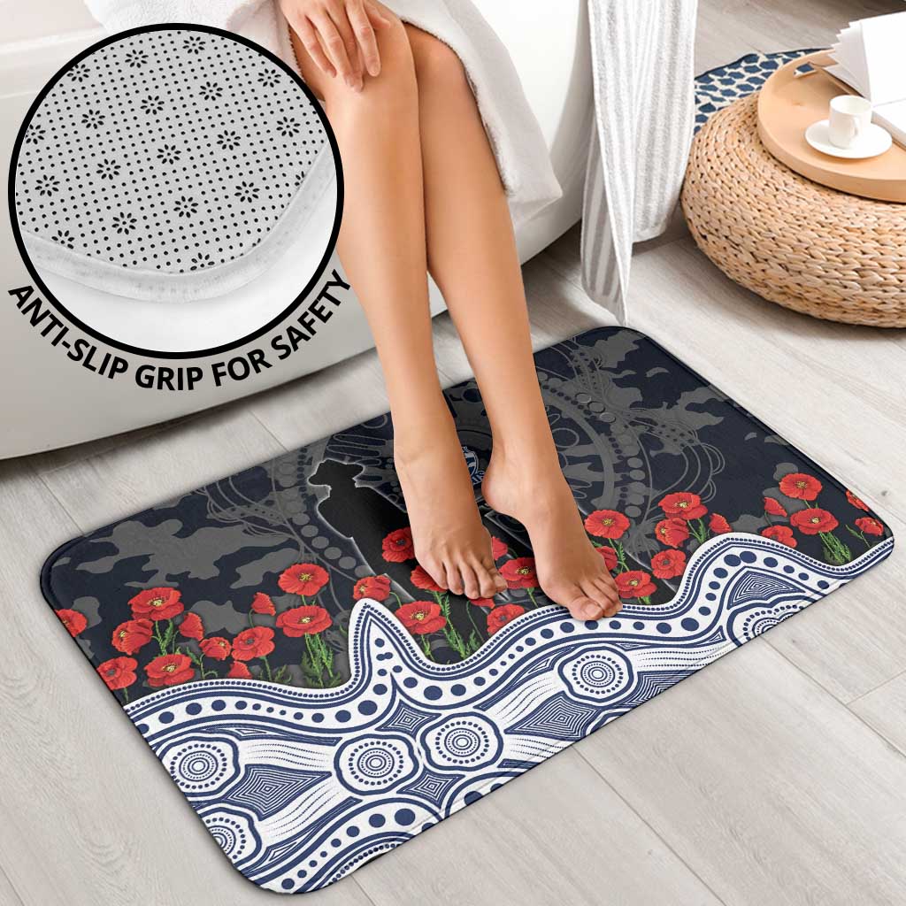 Geelong Cats ANZAC Day Bathroom Set Indigenous Dot Art with Poppy Flower Tribute