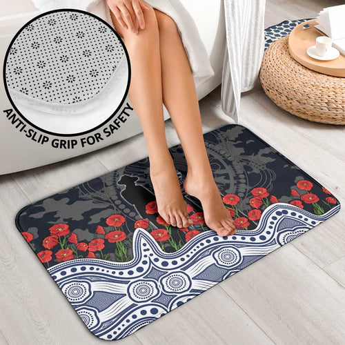 Geelong Cats ANZAC Day Bathroom Set Indigenous Dot Art with Poppy Flower Tribute