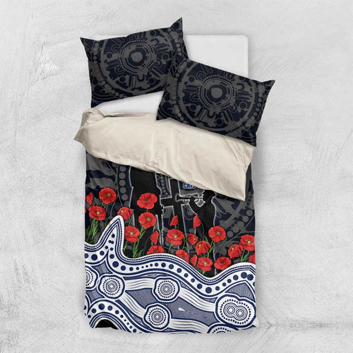 Geelong Cats ANZAC Day Bedding Set Indigenous Dot Art with Poppy Flower Tribute