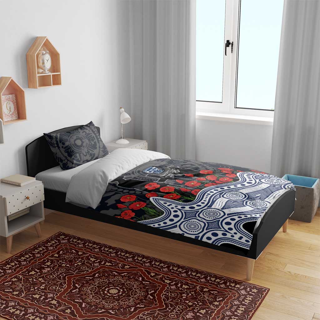 Geelong Cats ANZAC Day Bedding Set Indigenous Dot Art with Poppy Flower Tribute
