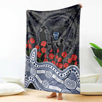 Geelong Cats ANZAC Day Blanket Indigenous Dot Art with Poppy Flower Tribute