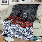 Geelong Cats ANZAC Day Blanket Indigenous Dot Art with Poppy Flower Tribute