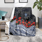 Geelong Cats ANZAC Day Blanket Indigenous Dot Art with Poppy Flower Tribute