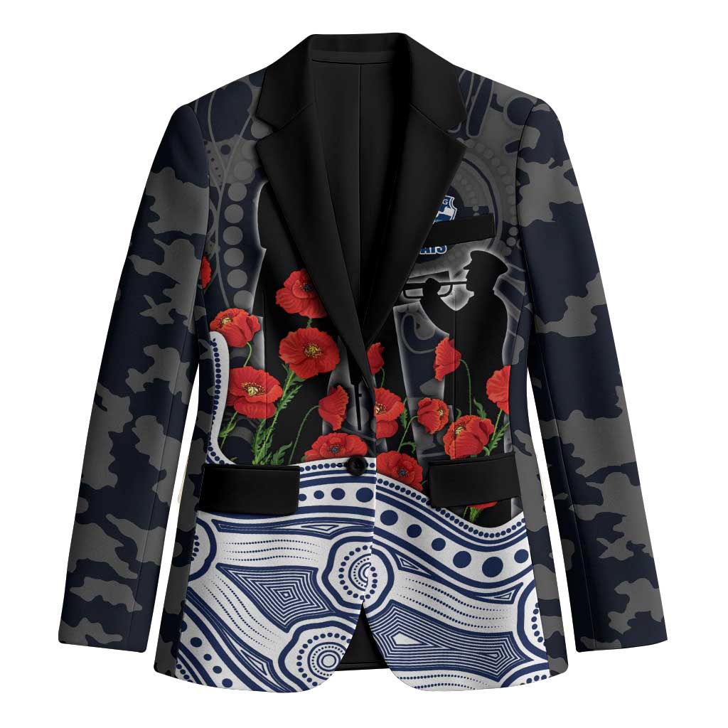 Geelong Cats ANZAC Day Blazer Indigenous Dot Art with Poppy Flower Tribute