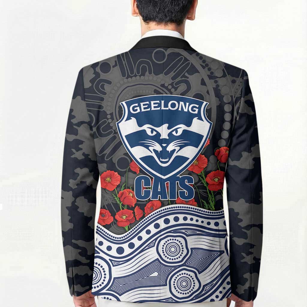 Geelong Cats ANZAC Day Blazer Indigenous Dot Art with Poppy Flower Tribute