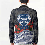 Geelong Cats ANZAC Day Blazer Indigenous Dot Art with Poppy Flower Tribute