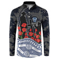 Geelong Cats ANZAC Day Button Sweatshirt Indigenous Dot Art with Poppy Flower Tribute