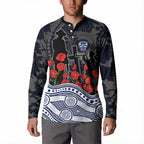Geelong Cats ANZAC Day Button Sweatshirt Indigenous Dot Art with Poppy Flower Tribute