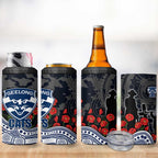 Geelong Cats ANZAC Day 4 in 1 Can Cooler Tumbler Indigenous Dot Art with Poppy Flower Tribute