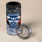 Geelong Cats ANZAC Day 4 in 1 Can Cooler Tumbler Indigenous Dot Art with Poppy Flower Tribute