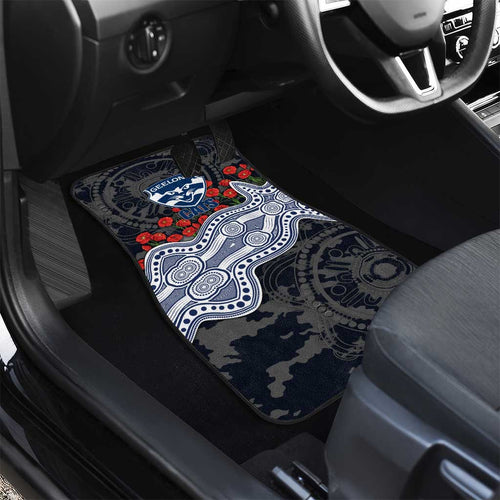 Geelong Cats ANZAC Day Car Mats Indigenous Dot Art with Poppy Flower Tribute