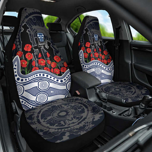 Geelong Cats ANZAC Day Car Seat Cover Indigenous Dot Art with Poppy Flower Tribute