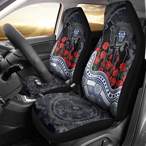 Geelong Cats ANZAC Day Car Seat Cover Indigenous Dot Art with Poppy Flower Tribute
