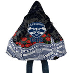 Geelong Cats ANZAC Day Cloak Indigenous Dot Art with Poppy Flower Tribute