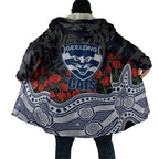 Geelong Cats ANZAC Day Cloak Indigenous Dot Art with Poppy Flower Tribute