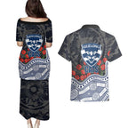 Geelong Cats ANZAC Day Couples Matching Puletasi and Hawaiian Shirt Indigenous Dot Art with Poppy Flower Tribute