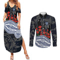 Geelong Cats ANZAC Day Couples Matching Summer Maxi Dress and Long Sleeve Button Shirt Indigenous Dot Art with Poppy Flower Tribute