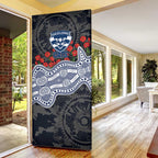 Geelong Cats ANZAC Day Door Cover Indigenous Dot Art with Poppy Flower Tribute