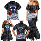 Geelong Cats ANZAC Day Family Matching Mermaid Dress and Hawaiian Shirt Indigenous Dot Art with Poppy Flower Tribute