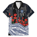 Geelong Cats ANZAC Day Family Matching Mermaid Dress and Hawaiian Shirt Indigenous Dot Art with Poppy Flower Tribute