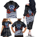 Geelong Cats ANZAC Day Family Matching Off The Shoulder Long Sleeve Dress and Hawaiian Shirt Indigenous Dot Art with Poppy Flower Tribute