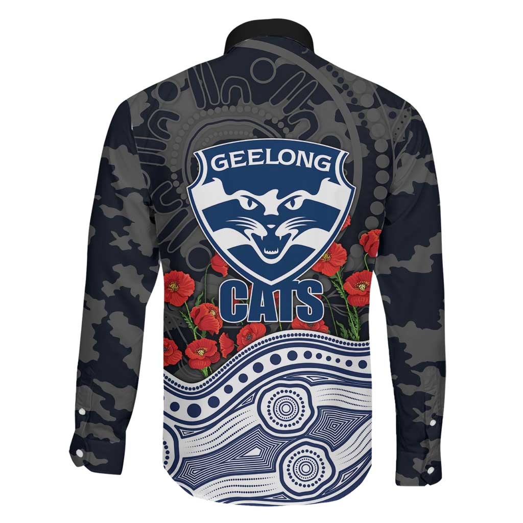 Geelong Cats ANZAC Day Family Matching Tank Maxi Dress and Hawaiian Shirt Indigenous Dot Art with Poppy Flower Tribute