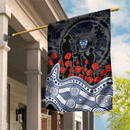 Geelong Cats ANZAC Day Garden Flag Indigenous Dot Art with Poppy Flower Tribute