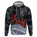 Geelong Cats ANZAC Day Hoodie Indigenous Dot Art with Poppy Flower Tribute