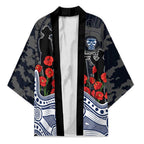 Geelong Cats ANZAC Day Kimono Indigenous Dot Art with Poppy Flower Tribute