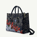 Geelong Cats ANZAC Day Leather Bag Indigenous Dot Art with Poppy Flower Tribute