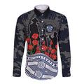 Geelong Cats ANZAC Day Long Sleeve Button Shirt Indigenous Dot Art with Poppy Flower Tribute