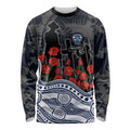 Geelong Cats ANZAC Day Long Sleeve Shirt Indigenous Dot Art with Poppy Flower Tribute