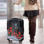 Geelong Cats ANZAC Day Luggage Cover Indigenous Dot Art with Poppy Flower Tribute