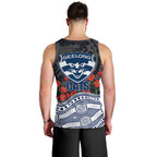 Geelong Cats ANZAC Day Men Tank Top Indigenous Dot Art with Poppy Flower Tribute