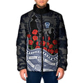 Geelong Cats ANZAC Day Padded Jacket Indigenous Dot Art with Poppy Flower Tribute