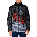 Geelong Cats ANZAC Day Padded Jacket Indigenous Dot Art with Poppy Flower Tribute