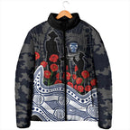 Geelong Cats ANZAC Day Padded Jacket Indigenous Dot Art with Poppy Flower Tribute