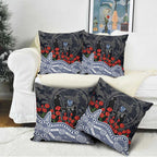 Geelong Cats ANZAC Day Pillow Cover Indigenous Dot Art with Poppy Flower Tribute