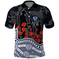 Geelong Cats ANZAC Day Polo Shirt Indigenous Dot Art with Poppy Flower Tribute