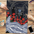 Geelong Cats ANZAC Day Puzzle Indigenous Dot Art with Poppy Flower Tribute