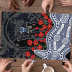 Geelong Cats ANZAC Day Puzzle Indigenous Dot Art with Poppy Flower Tribute