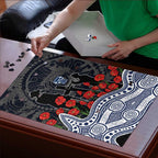 Geelong Cats ANZAC Day Puzzle Indigenous Dot Art with Poppy Flower Tribute